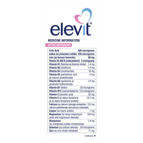 Elevit Range Elevit Preconception and Pregnancy Multivitamin 100 T... | Wellio NZ